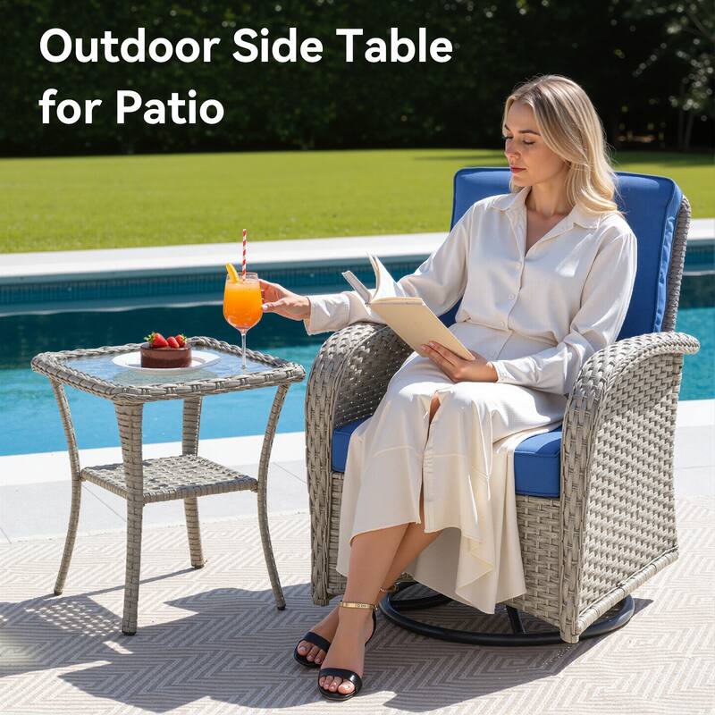 Pocassy Outdoor Patio Side Tables End Table for Swivel Chair