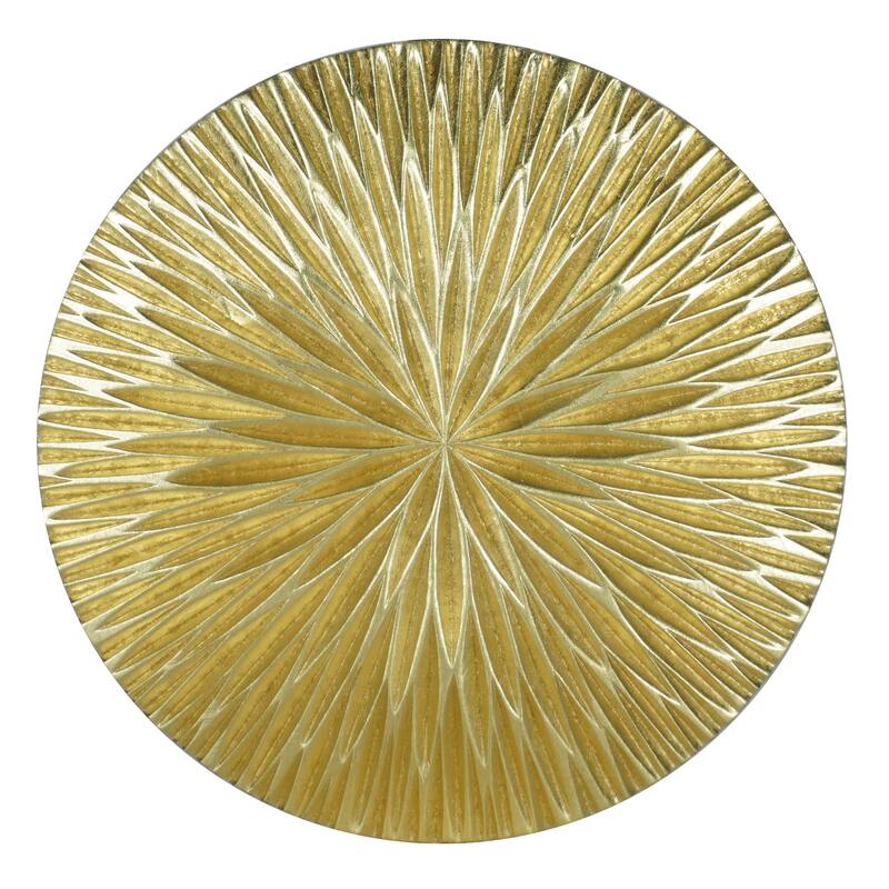 HUJI Golden Pine Wood Carving Plate Wall Decor