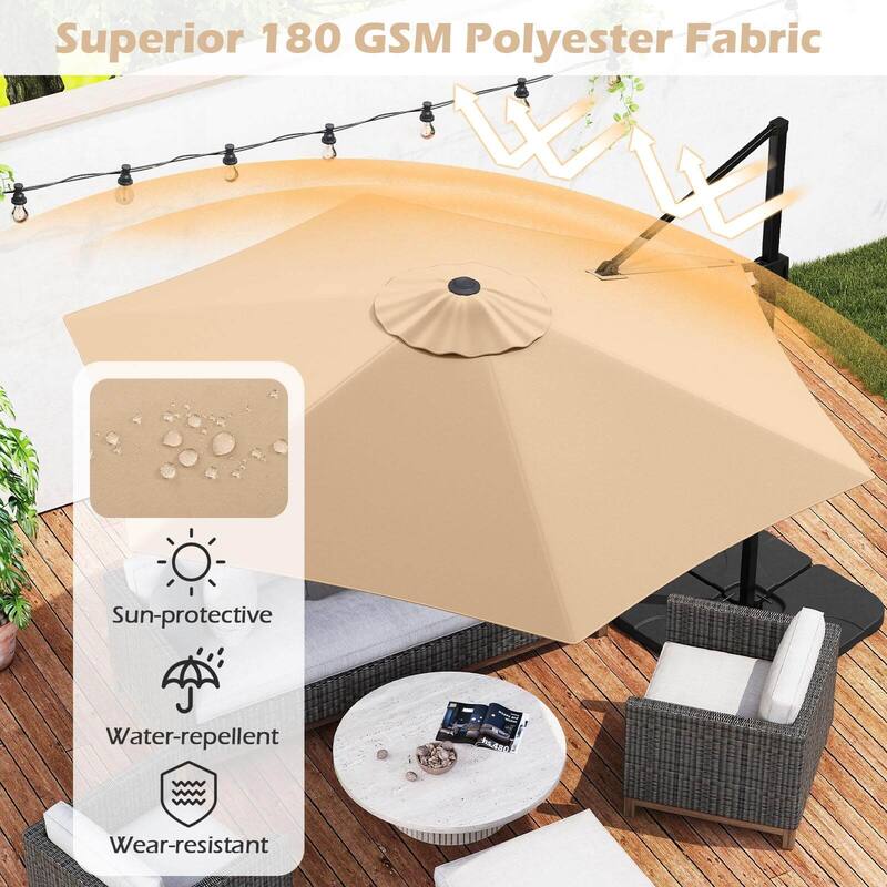 Costway 9 FT Cantilever Patio Umbrella Offset Hanging Umbrella with