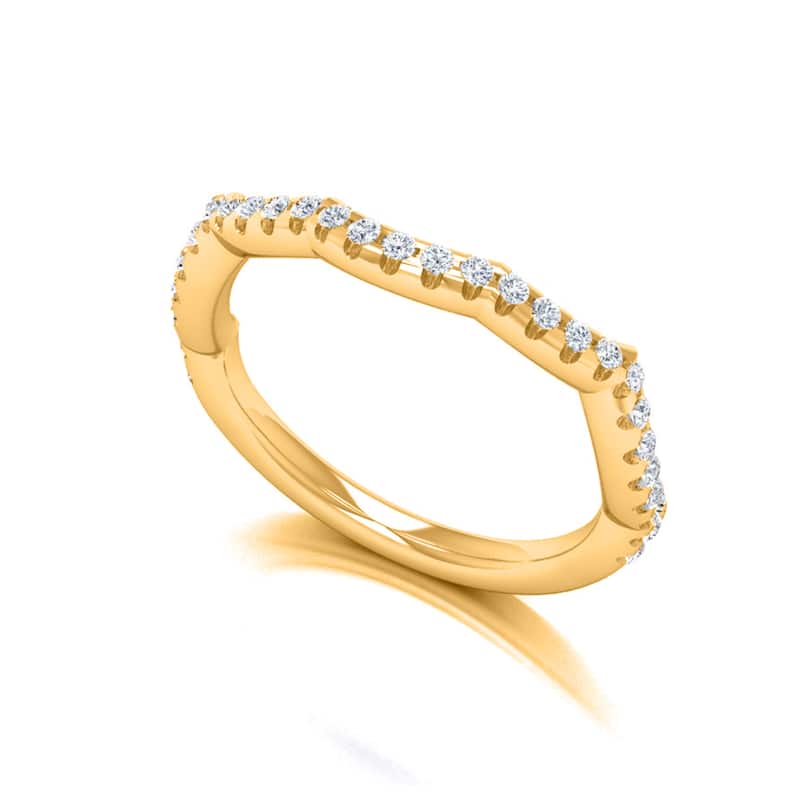 Auriya 14k Gold 1/8ctw Contoured Diamond Wedding Band