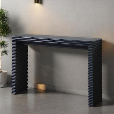 42.7" Wood Modern Console Table - Ribbed Leg Design & Wood Grain Top