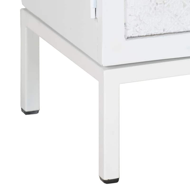 vidaXL TV Stand White 45.3"x11.8"x18.1" Solid Wood Mango - 45.3" x 11.8" x 18.1"