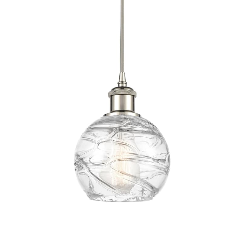 Innovations Lighting 516-1P-8-6 Athens Pendant Athens 6" Wide Mini - Clear Deco Swirl / Polished Nickel