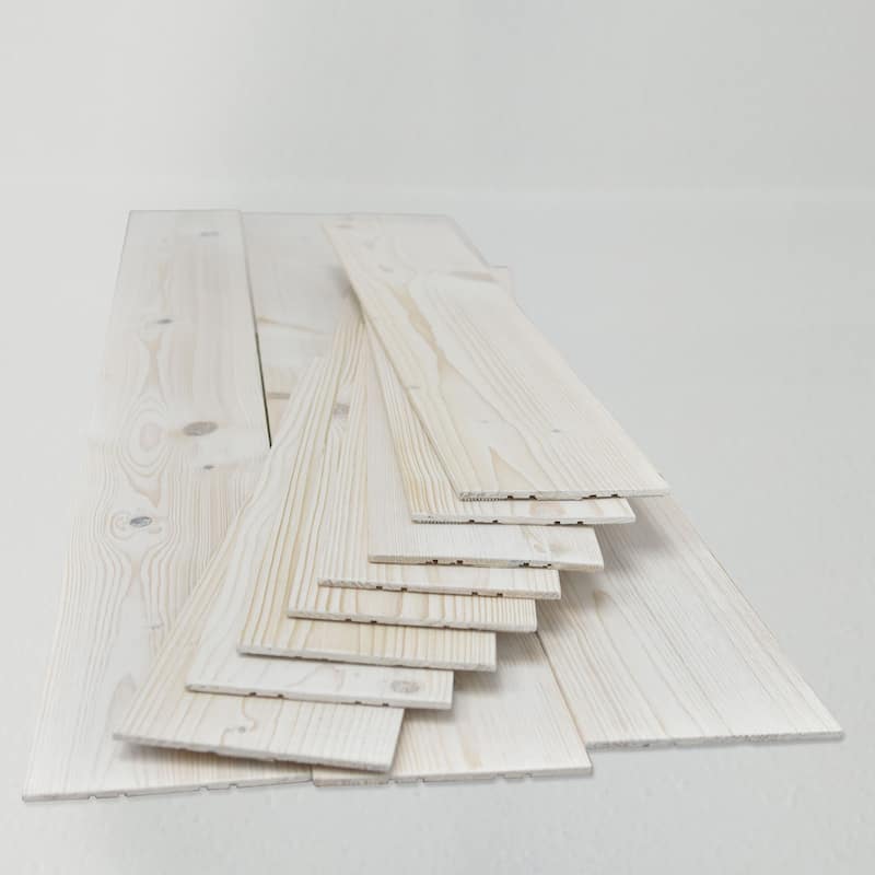 Peel and Stick Solid Wood Wall Paneling, Assorted Length, 5-inch Width, 19 sq ft
