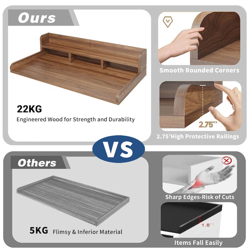 Washer Dryer Countertop with Non-slip Pads, Laundry Wood Shelf Topper with Edge, for Washer and Dryer Laundry Hamper Counter