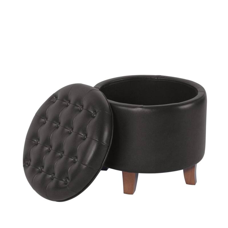Carson Carrington Hare Button-tufted Round Storage Ottoman