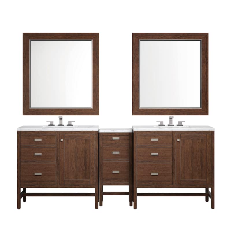 James Martin Vanities E444-V36GP-F-EJP Addison 87" Double Basin Poplar - Mid-Century Acacia - Wood Finish