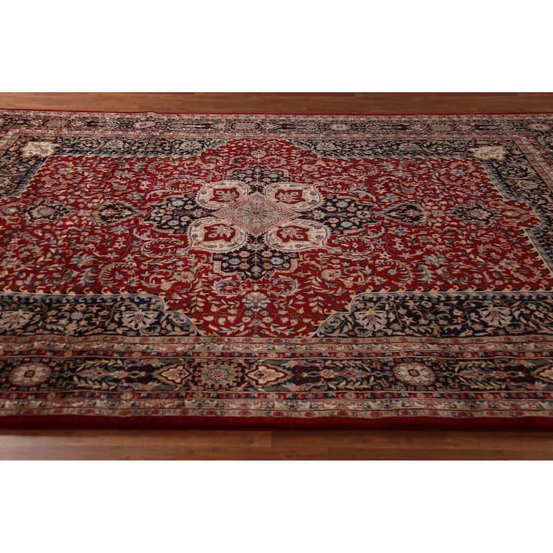 Vegetable Dye Kashan Indian Area Rug Handmade Wool Carpet - 8'2"x 11'5"