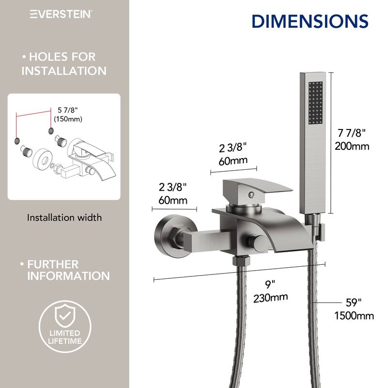 Single-Handle Wall Mount Tub Faucet with Handheld