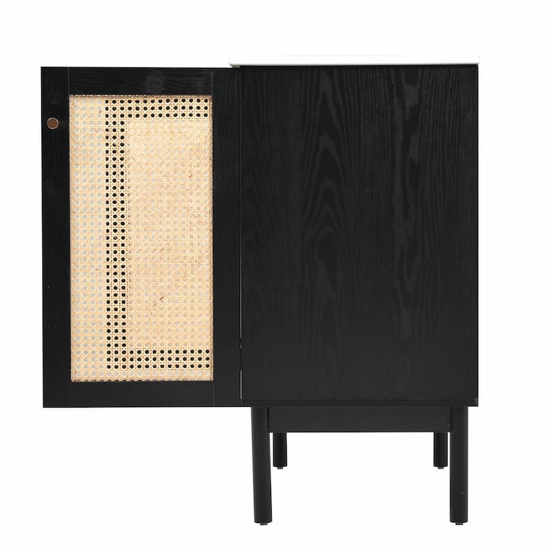 30" Bathroom Vanity with Handmade Rattan Doors - Natural Materials & Soft-Close Mechanisms