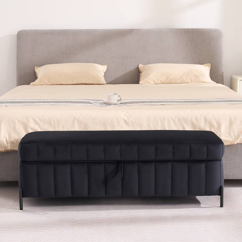 49.2"W Modern Storage Bench,Bedroom Ottoman Bench with Metal Legs