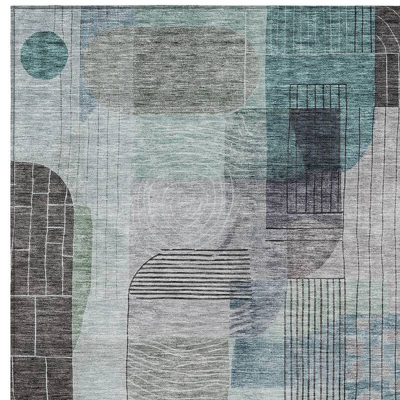 HomeRoots Abstract Transitional Rectangle Outdoor Rug