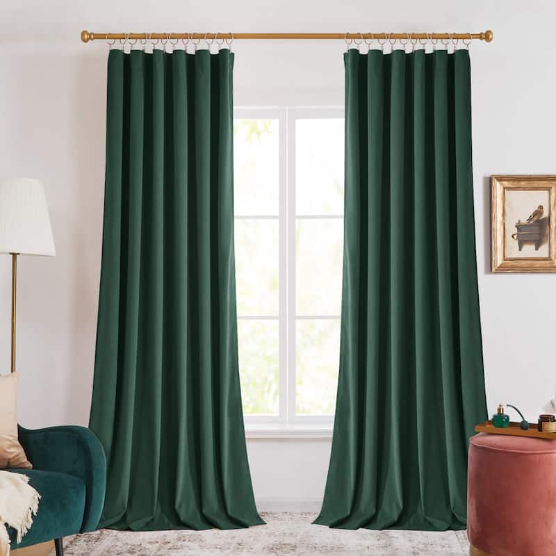 Deconovo Velvet Room Darkening Curtain Panel, Thermal Insulated - 52x108-1PC - Green