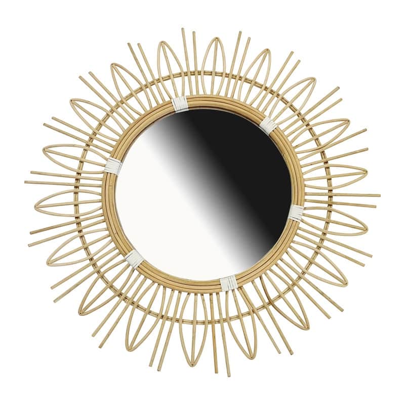 Soleil Round Boho Wall Mirror - 31.5"H x 31.5"W x 0.5"D