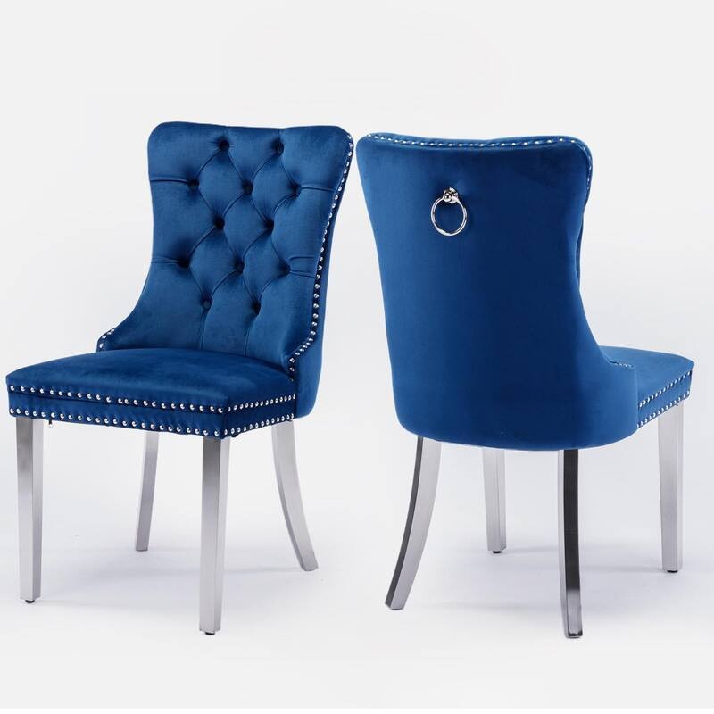 Tufted Naliheads Solid Wood Upholstered Dining Chairs (Set of 2)