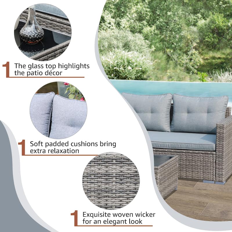 PE Wicker 3-piece Outdoor Sectional Set