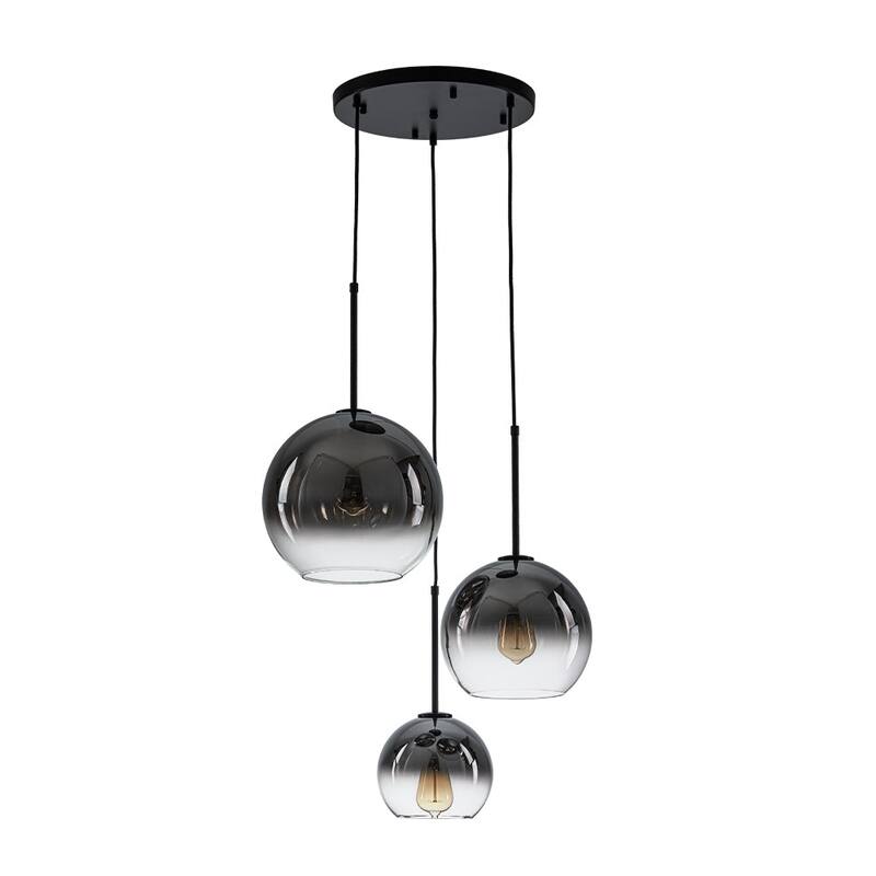 3-Light Round Polished Glass Globe Bubble Pendant Light