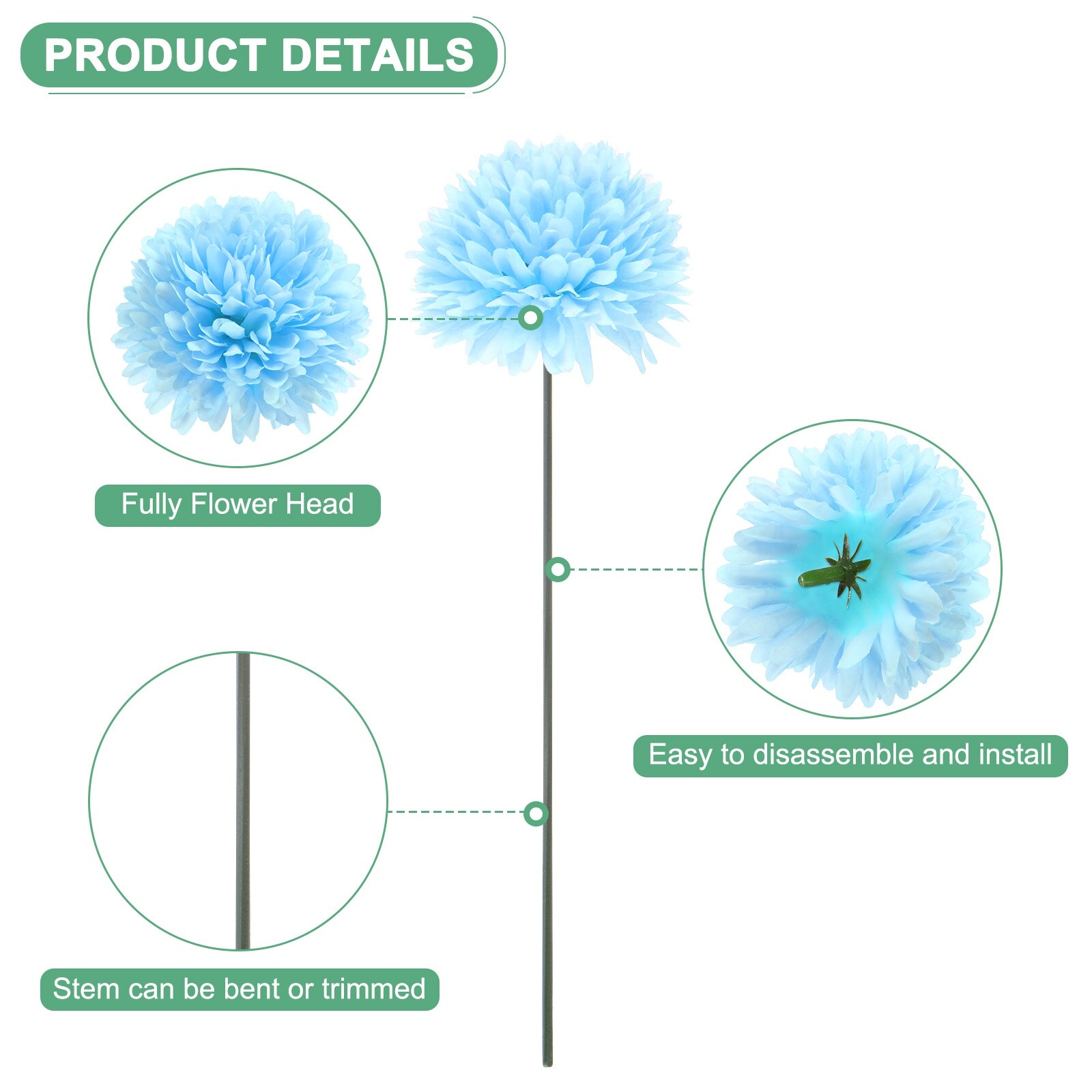 Artificial Chrysanthemum Ball Flowers for Home Decor - 30cm