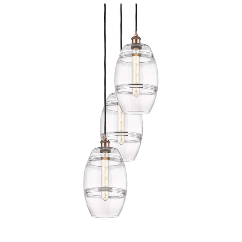 Innovations Lighting 113B-3P-30-15 Vaz Pendant Vaz 3 Light 15" Wide - Antique Copper / Clear