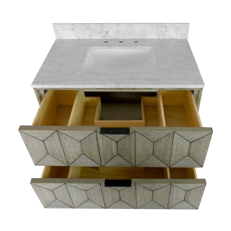 KitchenBathCollection Henley 36" Bathroom Vanity with Carrara Marble Top