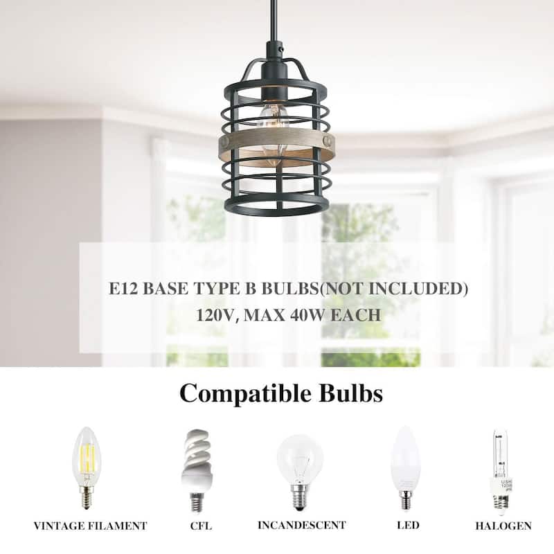 Carbon Loft Farmhouse 1-Light Cage Island Pendant Light - D4.7"*H7.9"