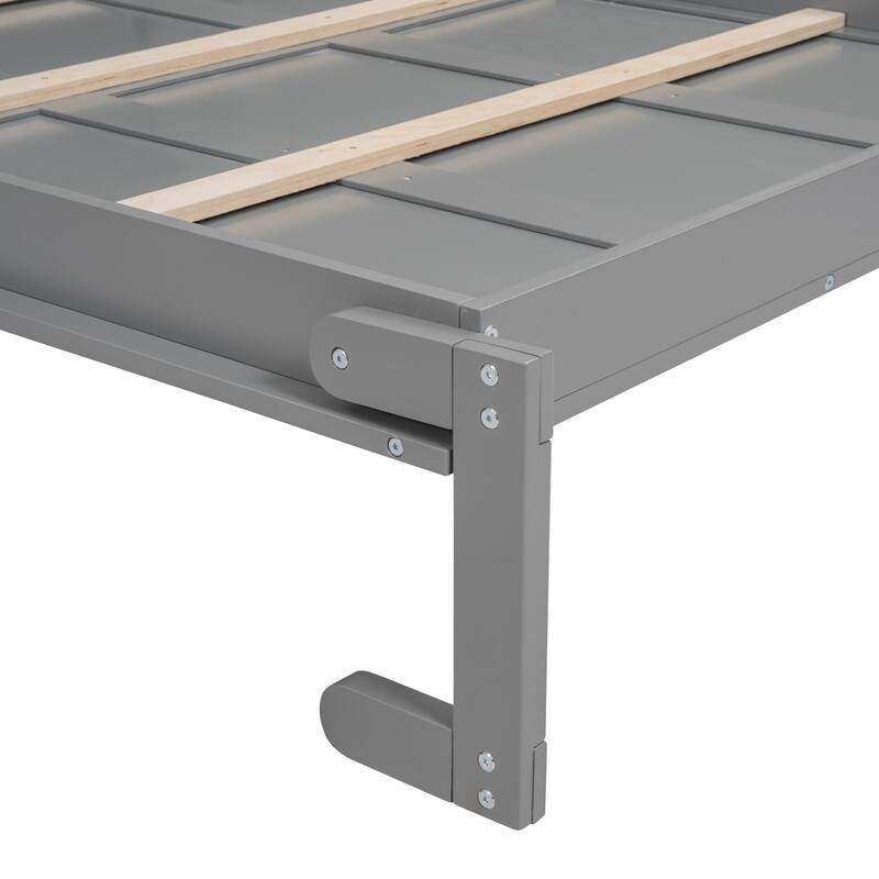 Space-Saving Full Size Wall Bed with Shelves and Mattress Holder, Gray