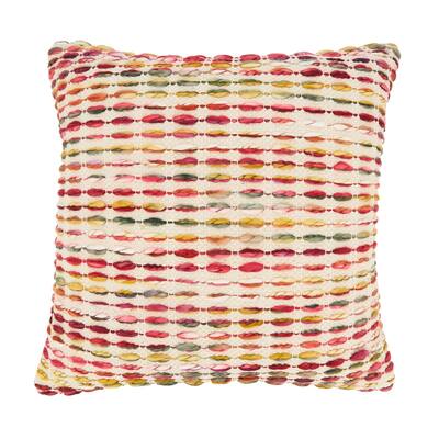 Woven Rainbow Stripe Delight Throw Pillow