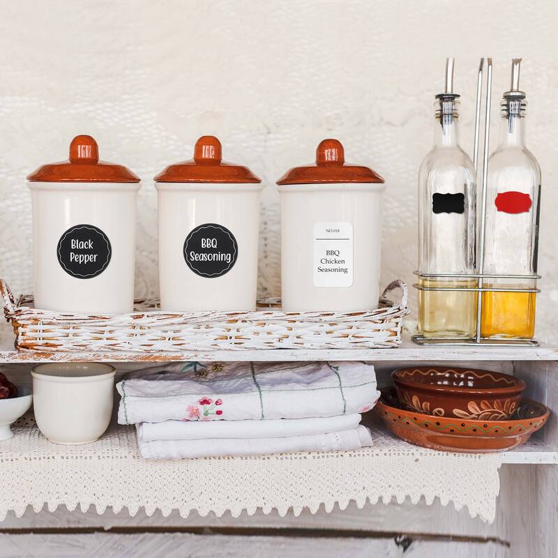 Chalkboard Labels Blackboard Stickers 87x50mm Reusable W Chalk Marker - Black