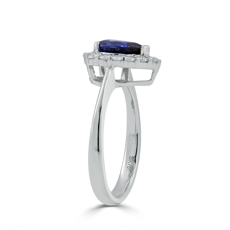 Auriya 18k Gold 1 1/3ct Pear-cut Sapphire Halo Diamond Ring 1/3ct TDW