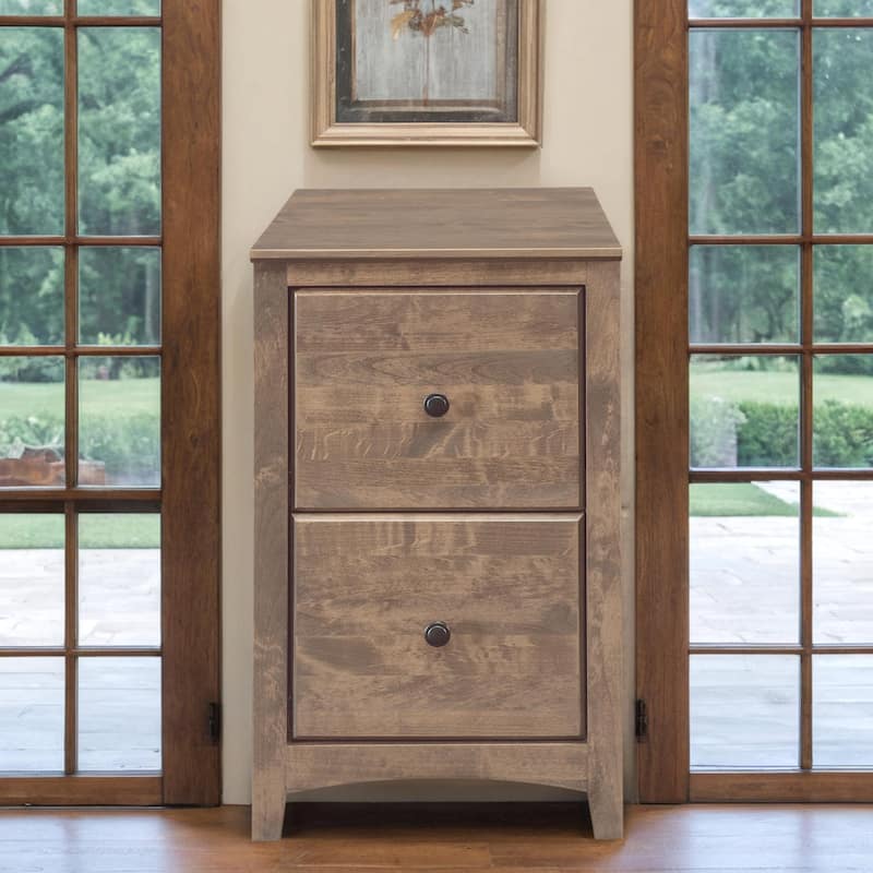 Arch+Haven Solid Wood 2-Drawer Vertical Filing Cabinet - Rubbed - Sandy Gray