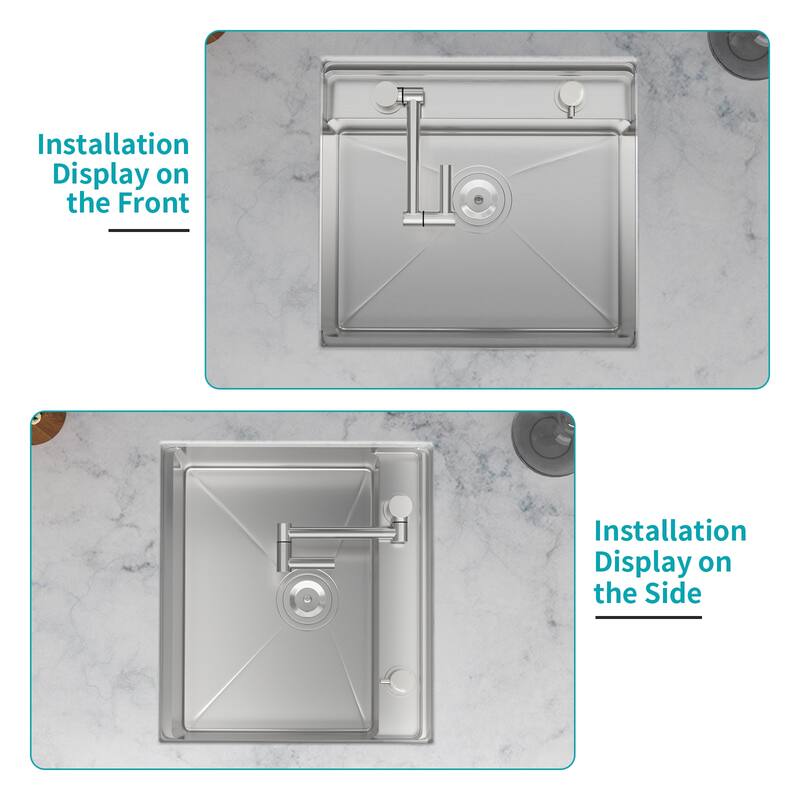 Undermount Kitchen Sink With Folding Faucet and Cutting Board - Brushed Nickel