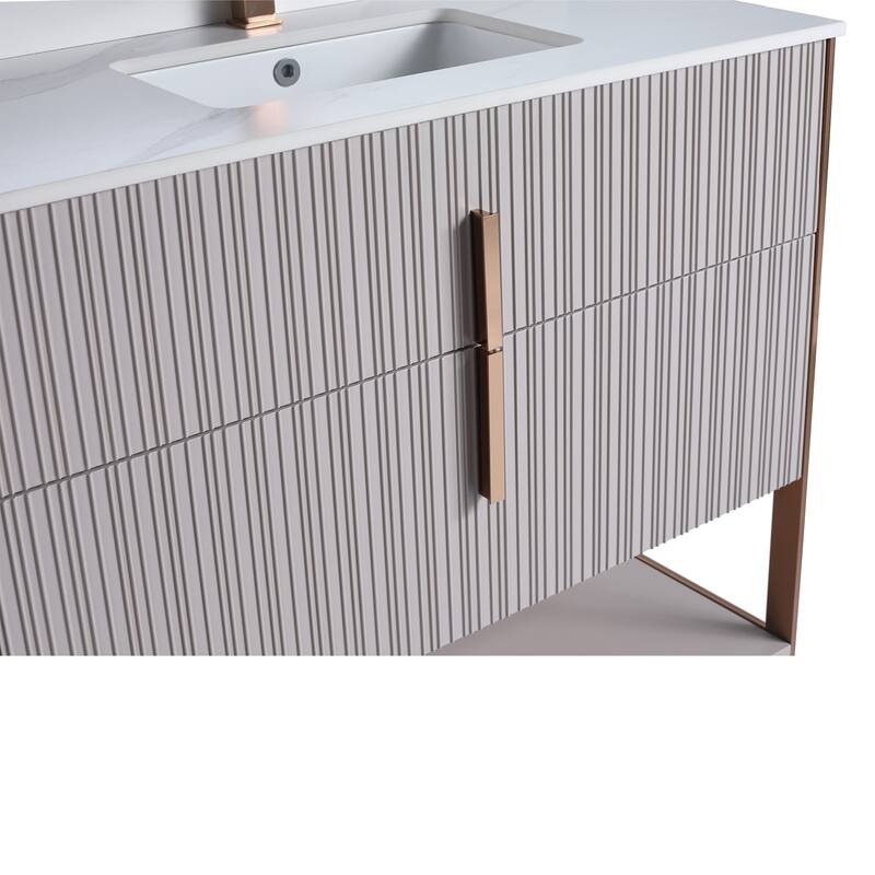 Fine Fixtures Serenity Modern Bathroom Vanity with White Carrara Stone Top