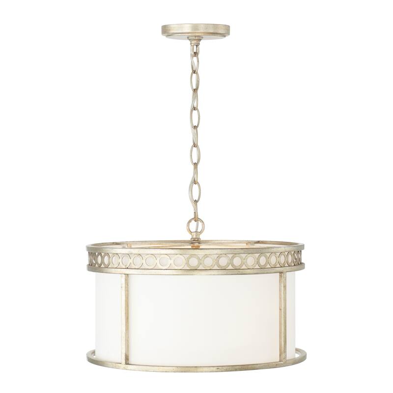 Isabella 4-light Winter Gold Dual Mount Semi-Flush/ Pendant w/ White Fabric Shade