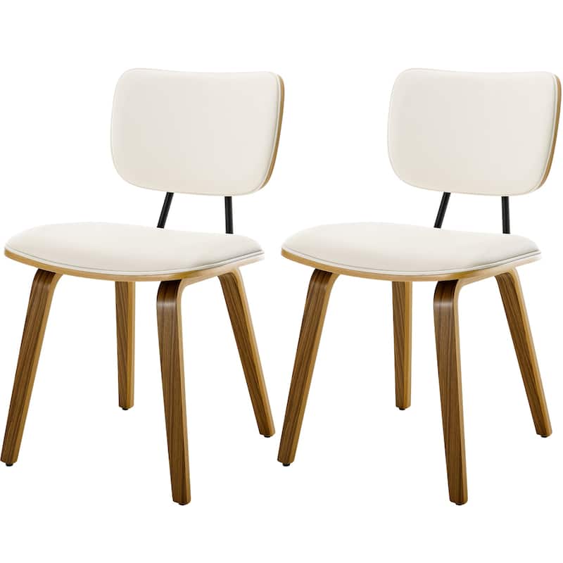 Faux Leather Upholstered Dining Chairs Set of 2/4 with Wood Legs - 32.3"H x 18.5"W x 21.8"D