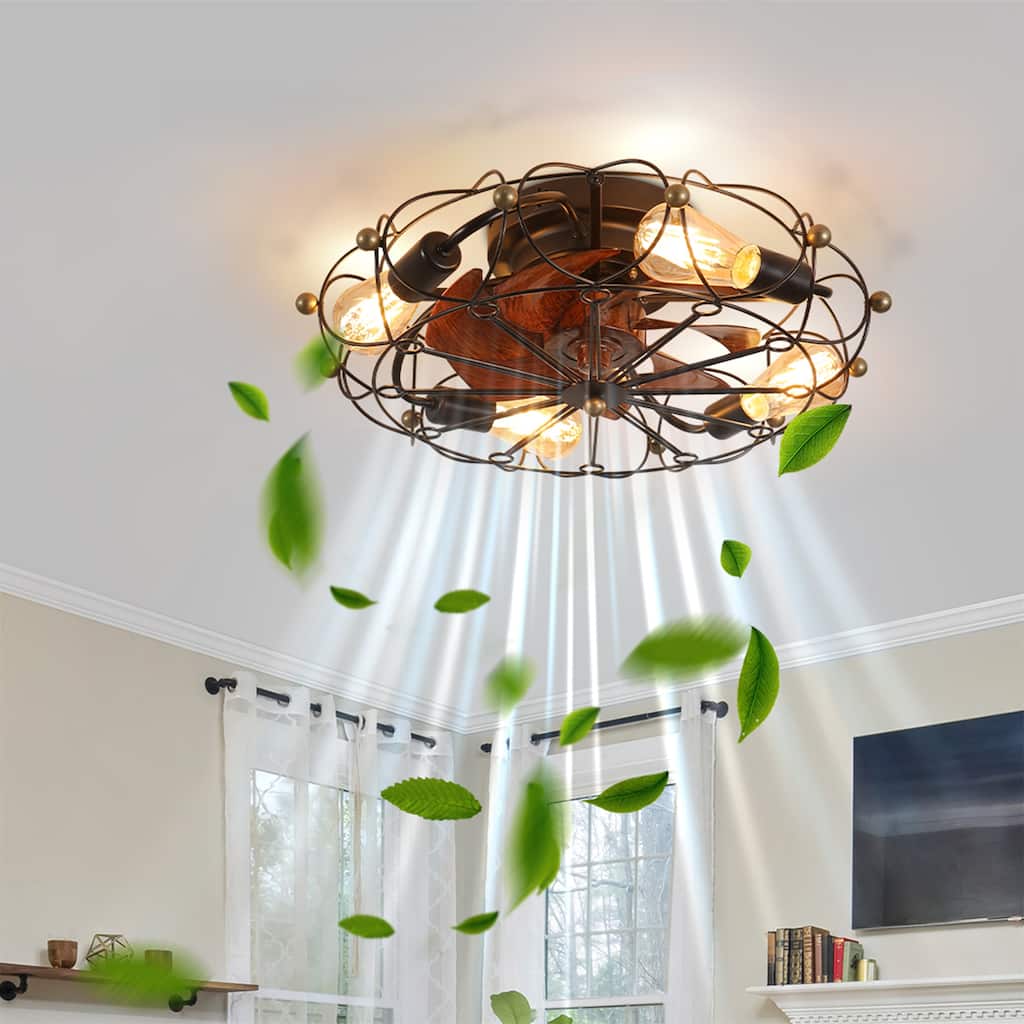 Caged Ceiling Fan with Lights Remote Control