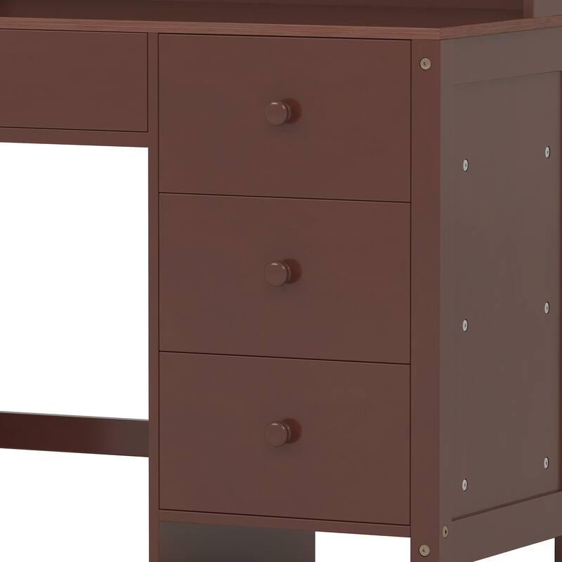 Computer Desk Set with 4 Drawers, Storage Shelf and Chair Writing Desk