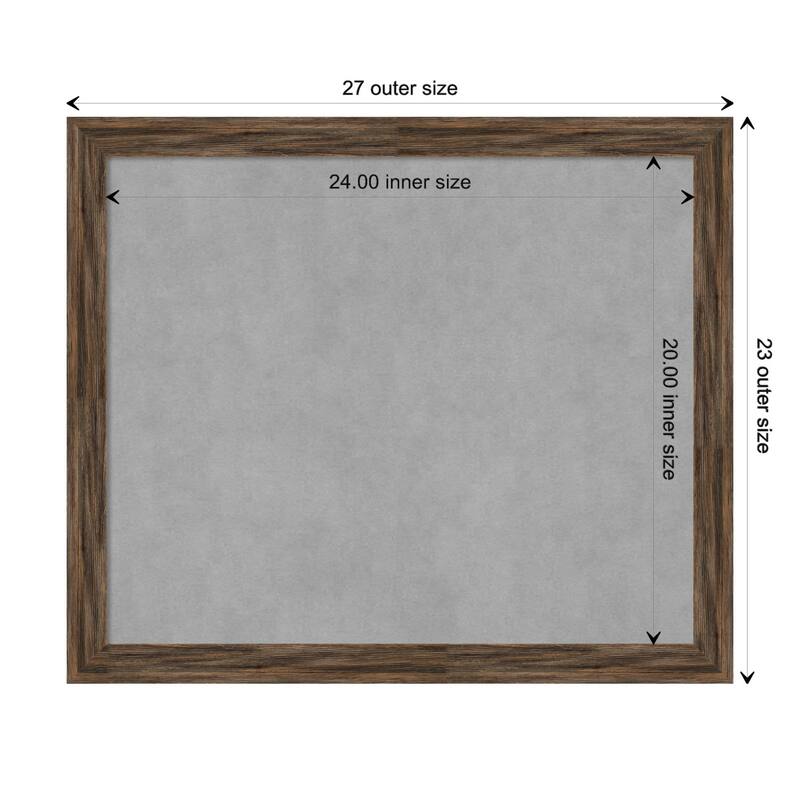 Amanti Art Regis Barnwood Mocha Narrow Framed Magnetic Board - Board Size 24x20
