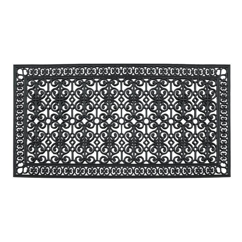 A1HC Rubber Paisley, Beautifully Non Slip Rubber Floormats Welcome Entryway Large Double Doormat, 36"X72" - Black