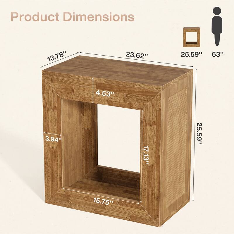 2-Tier Square End Table with Sturdy Base