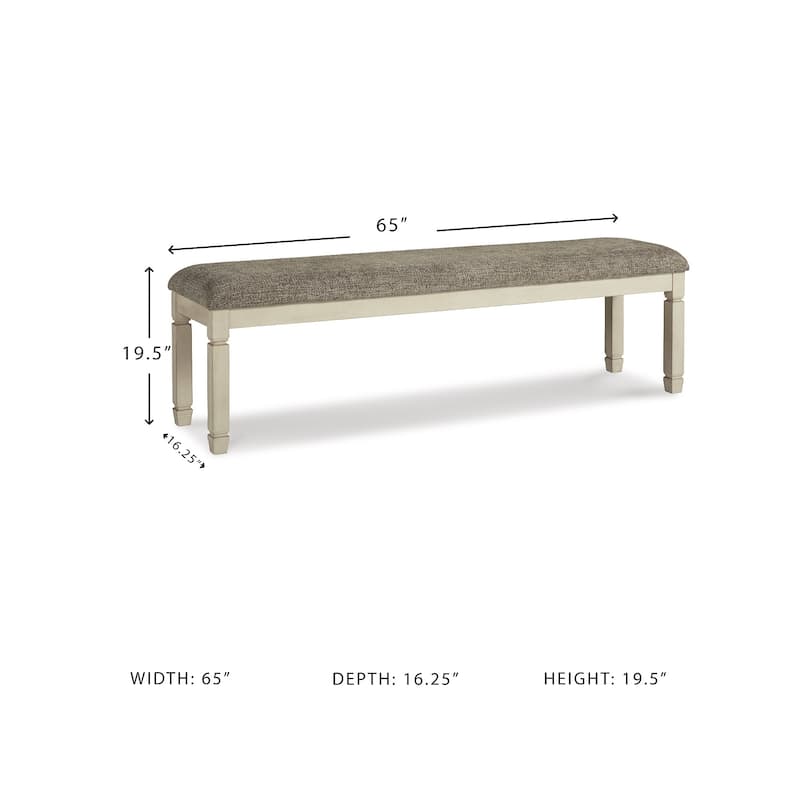 Ashley Furniture Bolanburg Two-Tone Upholstered Dining Room Bench - 65"W x 16"D x 20"H