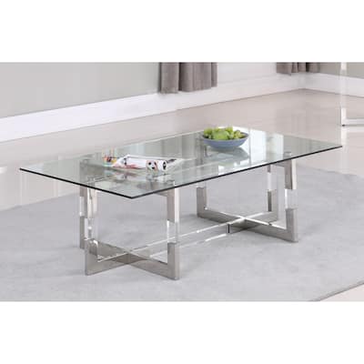 Somette Clear Glass and Acrylic Coffee Table - Cocktail Table