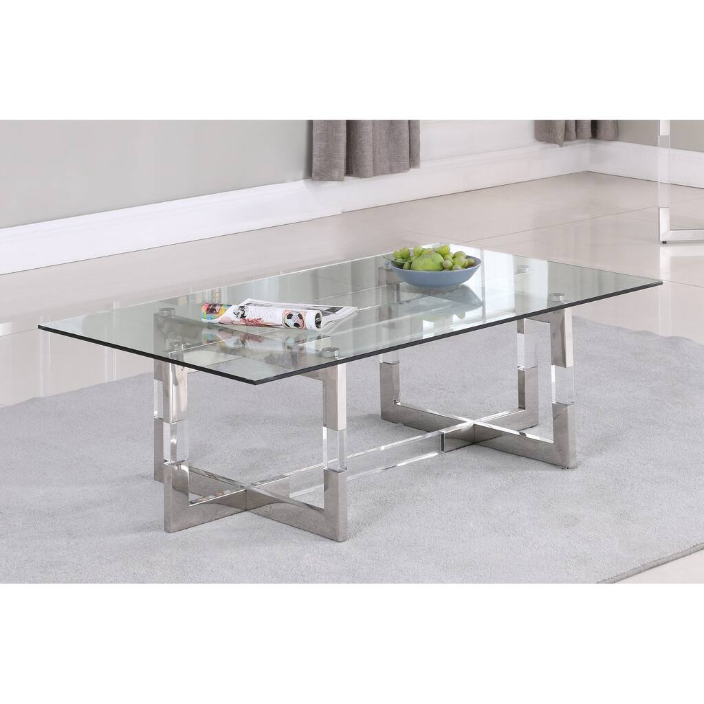 Somette Clear Glass and Acrylic Coffee Table - Cocktail Table