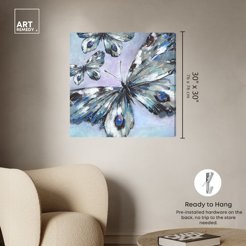 Art Remedy Butterfly Trio Gallery Wrapped Butterfly 1 Piece Canvas Wall Art