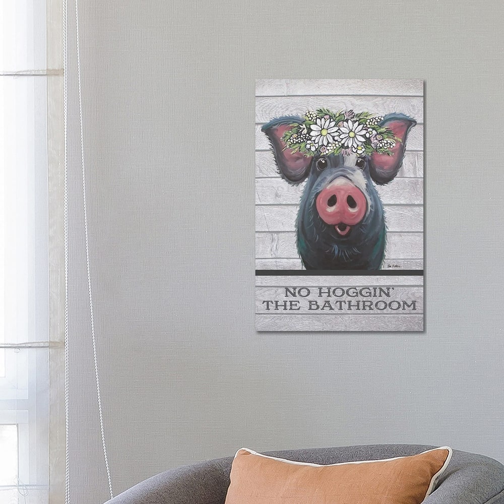 iCanvas "Pig Bathroom Art, Hogging The Bathroom" by Hippie Hound Studios Canvas Print