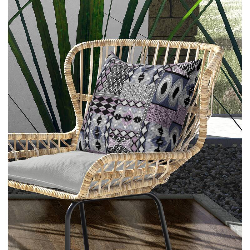 Patched Perfection Indoor/Outdoor Reversible Throw Pillow Pink and Blue