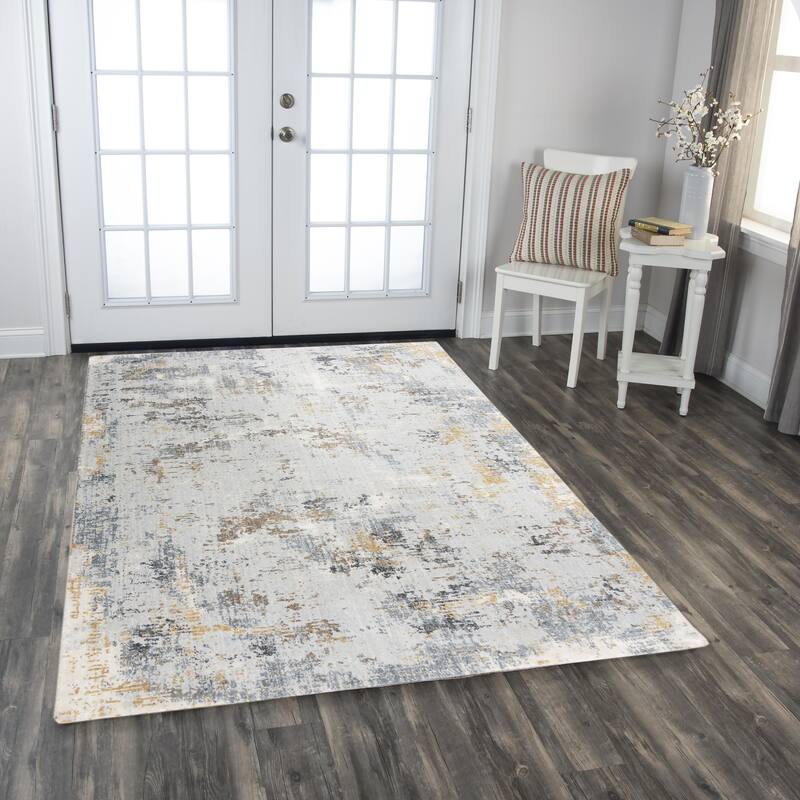 Alora Decor Lake Transitional Blue Recycled Polyester Area Rug