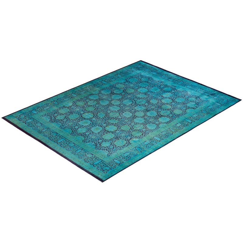 Fine Vibrance One-of-a-Kind Hand-Knotted Area Rug - Blue, 8' 0" x 10' 7" - 8' 0" x 10' 7"