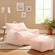 preview thumbnail 6 of 23, Plush Cloud-Like Bean Bag Chair & Ottoman Set - Soft Microsuede Lounger for Living Room/Playroom Pink