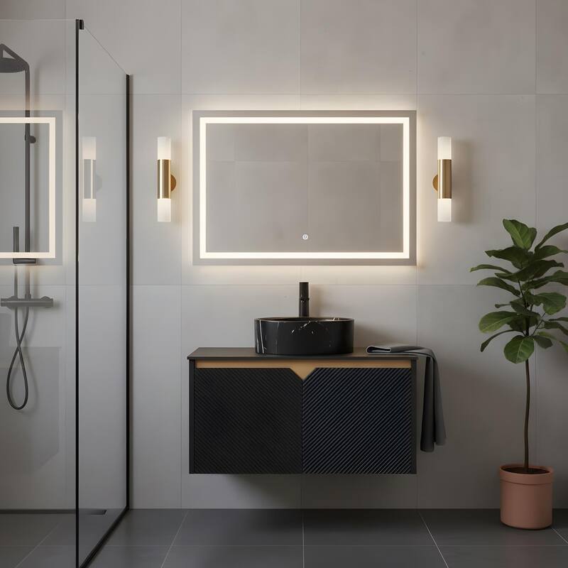 Wall-mounted Bathroom Vanity with Round Vessel Basin