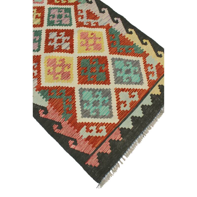 Flatweave Alvord Red/Charcoal Rug - 2'7" x 4'2"